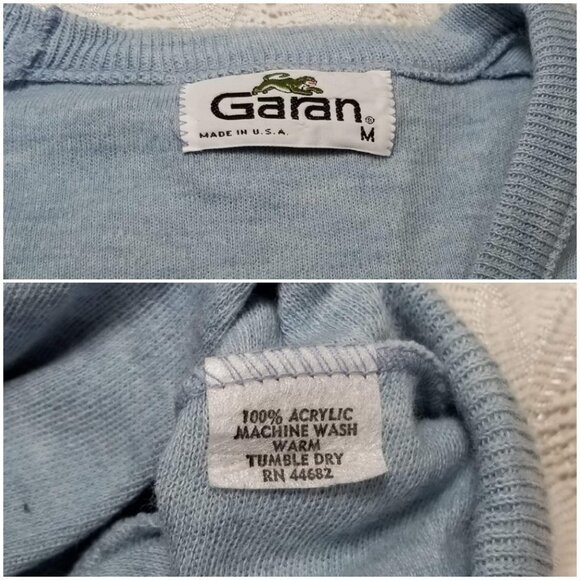 Vintage Garan v-neck knit sweater light blue size M medium pullover made in USA - Picture 9 of 10